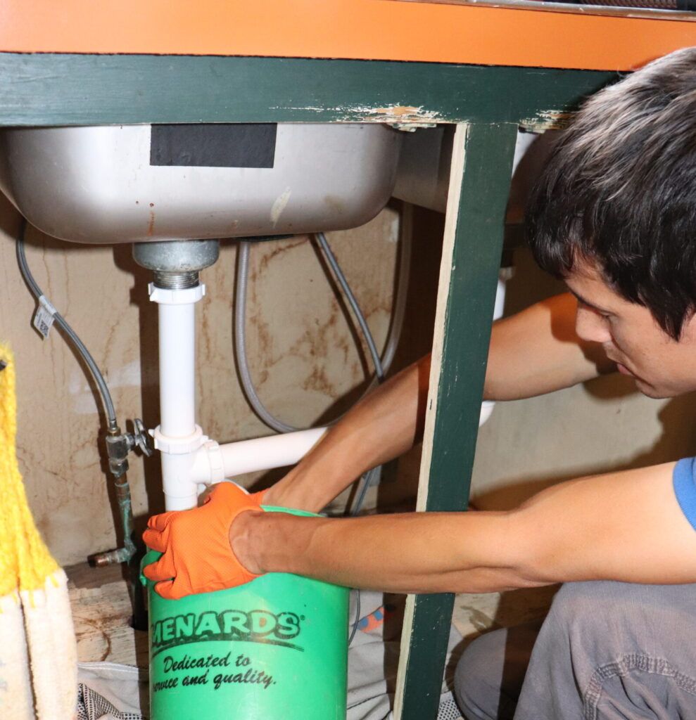 Drain Cleaning through the kitchen sink.