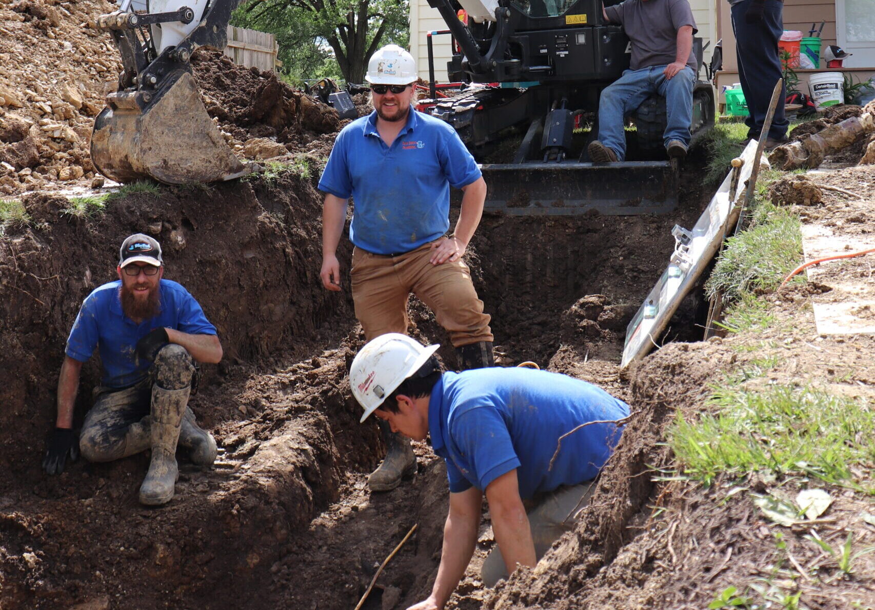 The dig team replacing a sewerline