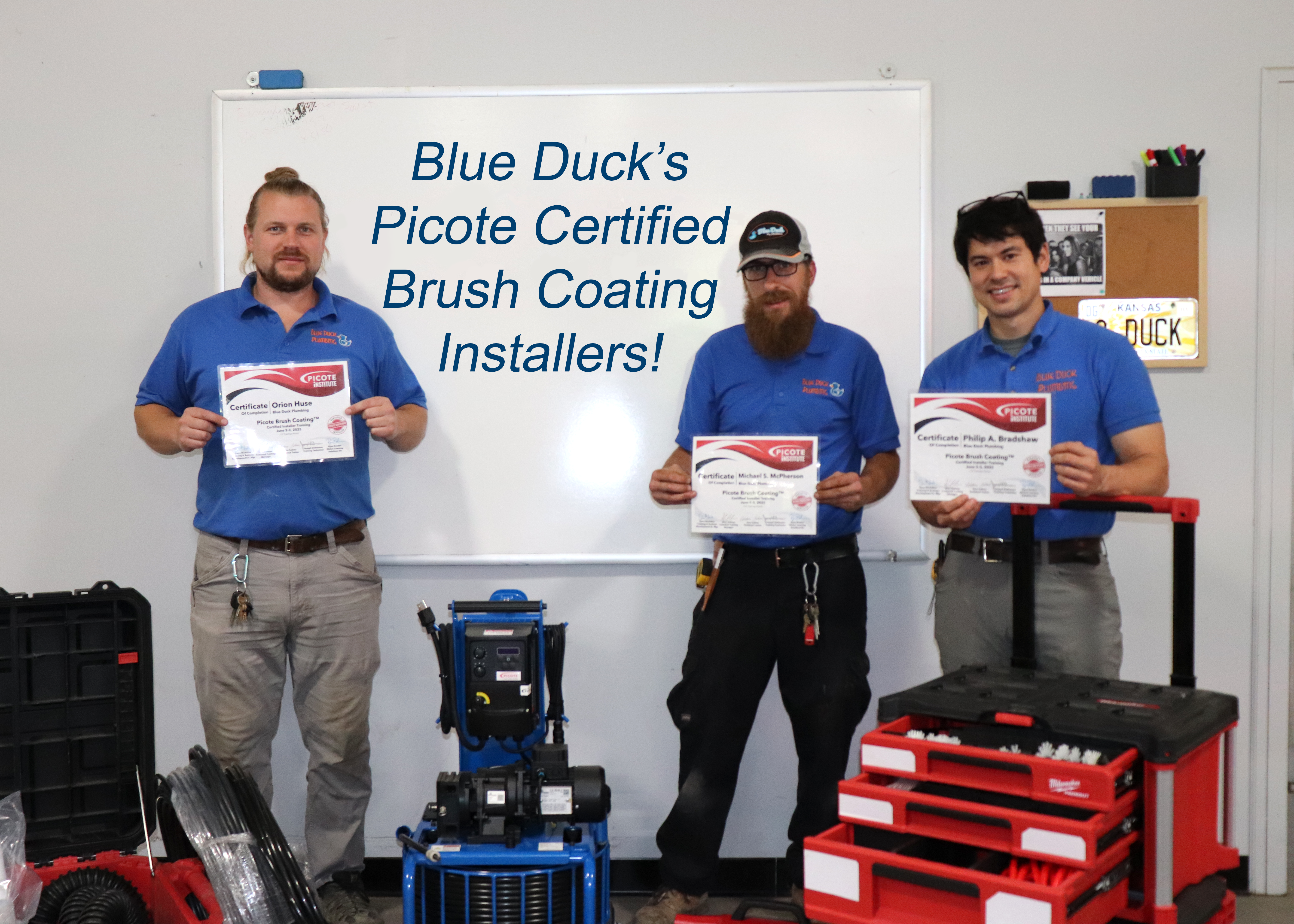 Blue Duck Plumbing's Picote Certified Brush Coating Installers!